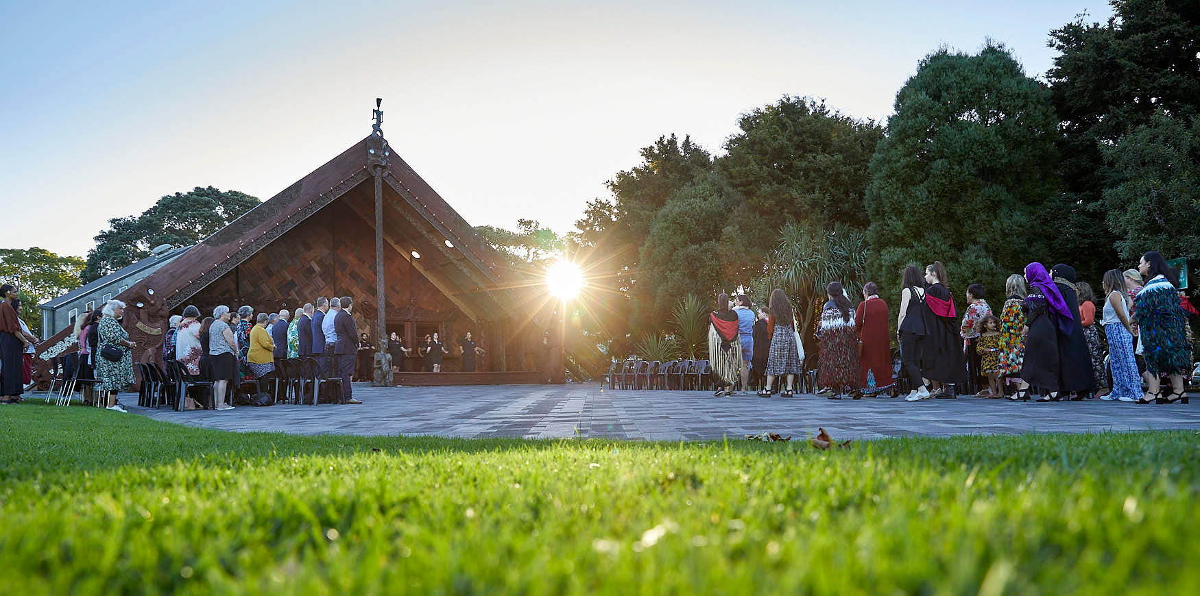 The sun sets over Te Noho Kotahitanga marae