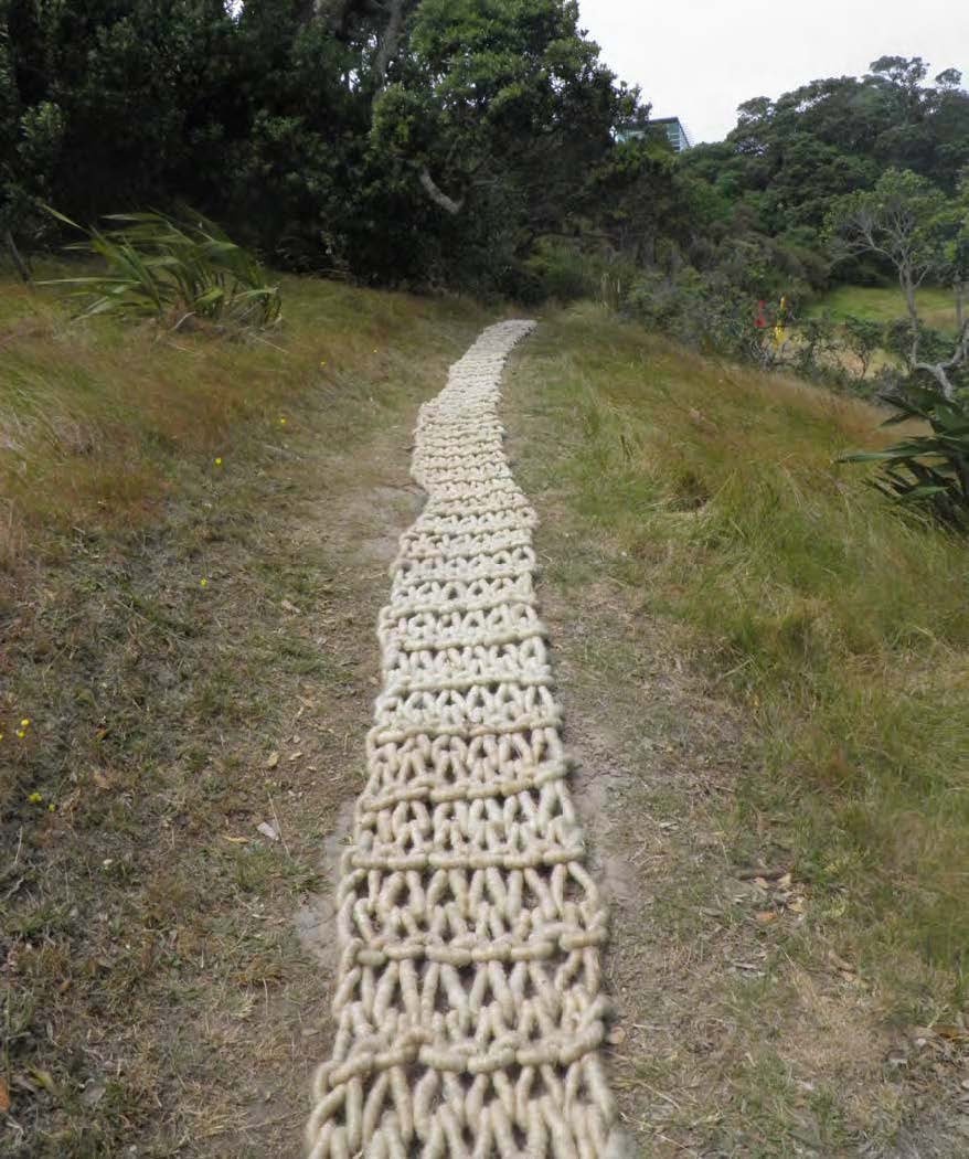 Gina Ferguson, Sheep Track,  Sculpture on the Gulf (2013). Wool, fibre, wood, metal, approx. 35000 mm long, Photo: Supplied.