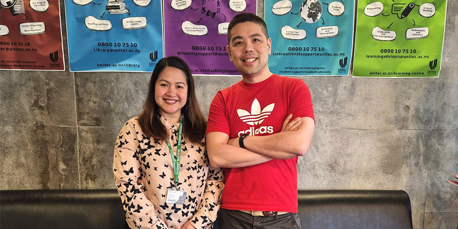 Zarina Caacbay and Jeffrey Wu pose