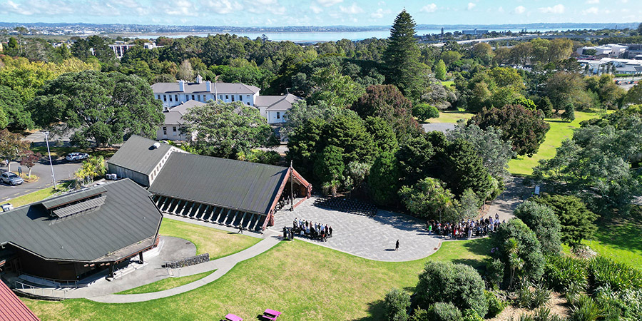 Ariel view of Te Noho Kotahitanga marae