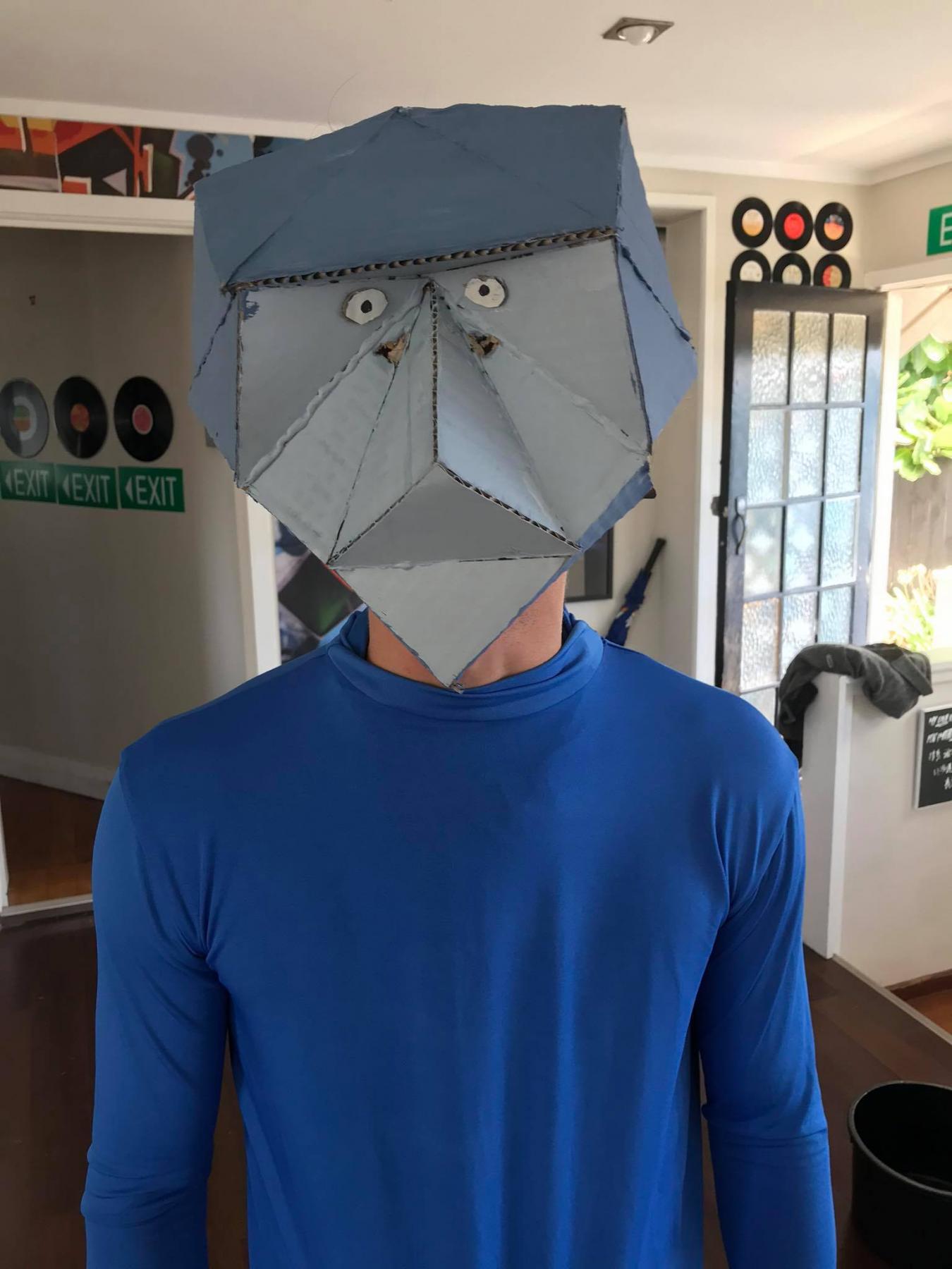 Acting student Jackson shows off his mask from his hands-on mask making class at Unitec