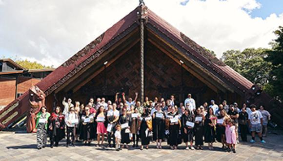 Unitec Kahurangi 2025 is celegrated in front of Te Noho Kotahitanga marae