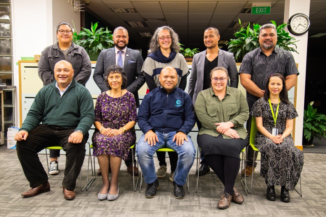 Photo of all the 2021 Fono Faufautua members. Back Row: Lupe Kautoke, Taito Eddie Tuiavi’i, Vui Elena Fa’amoe-Timoteo, Fa’alogo Niko Toluono, Seulupe Falaniko Tominiko.  Front Row: Peseta Sam Lotu-I’iga, Ofa Dewes, Tevita Funaki, Flora Apulu, Josephine Victorino.