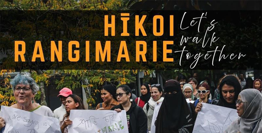 A group of people holding placards during a march.