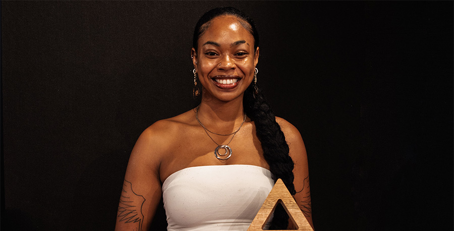 Lyrck Maiava with her award.