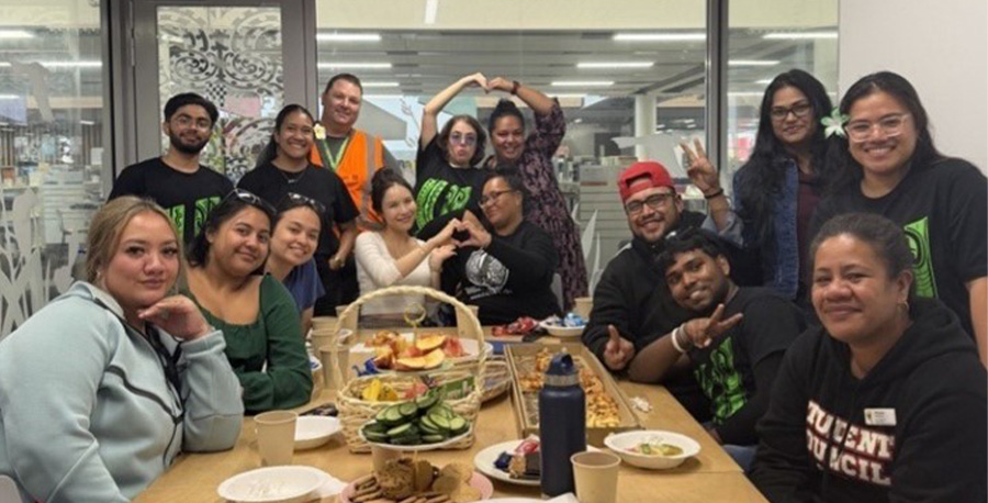 The MIT and Unitec student councils smile for the camera.