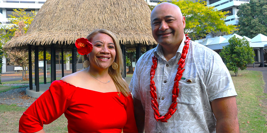 ASB Polyfest Event Director Seiuli Terri Leo-Mauu with MIT and Unitec Executive Director Peseta Sam Lotu-Iiga