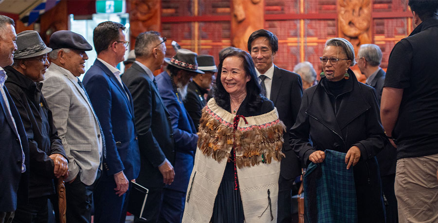 Professor Hong at her welcome pōwhiri.