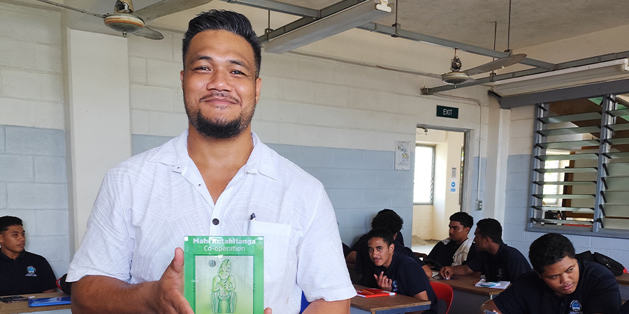 A Manaaki scholar during a carpentry class.