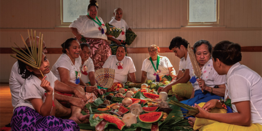 Rotuman people gather to celebrate a meal together.