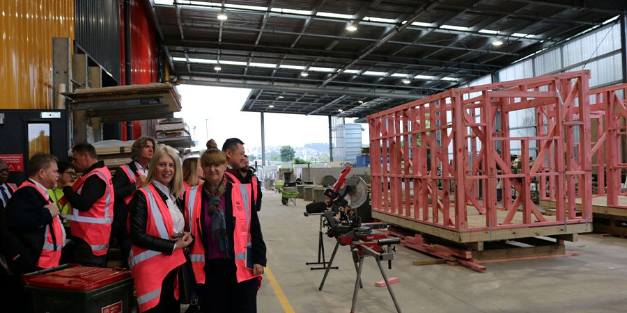 Catherine Lye and Julie Prentice, Director Pathway and External Engagement Tāmaki in high-vis vests on site at TechPark.