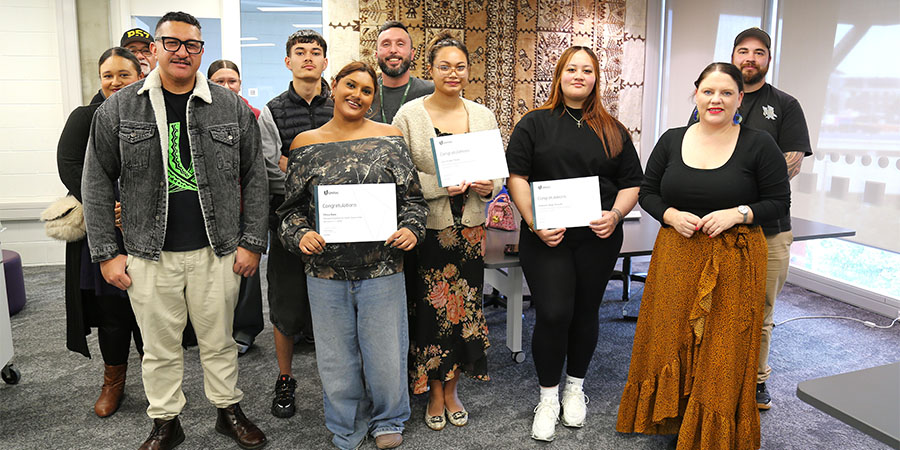 Youth Guarantee Fund students smile for the camera.