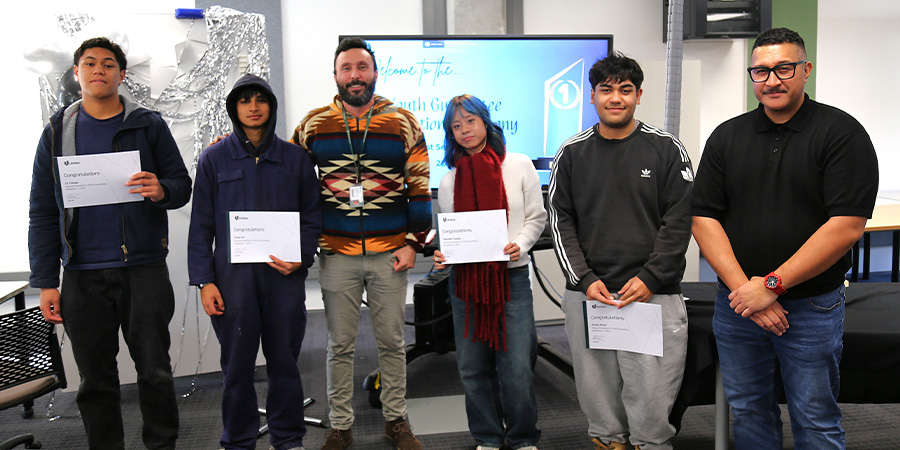 Youth Guarantee Fund students smile for the camera.