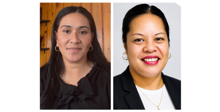 MIT Bachelor of Nursing – Pacific student Tiueti Lua (L) and Nicolee Luteru, Bachelor of Construction, Unitec