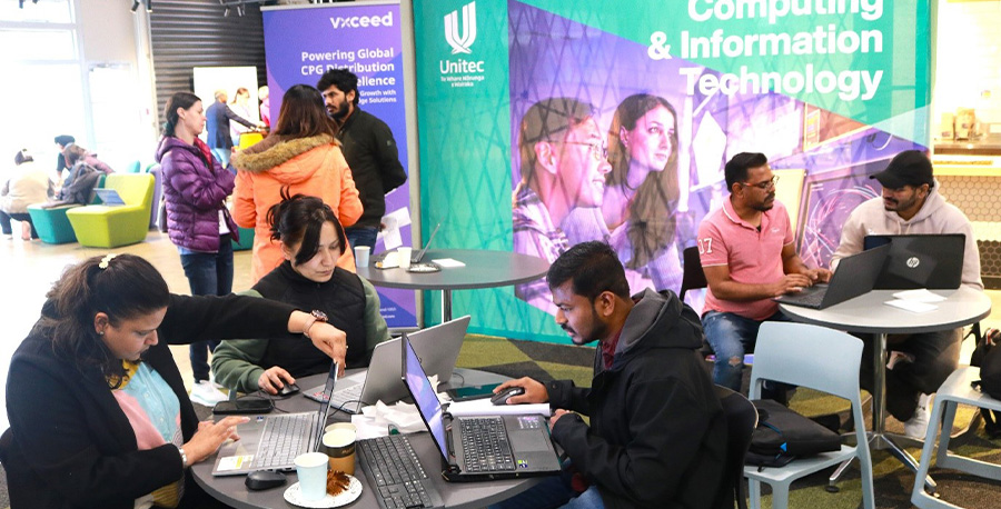 Our students taking part in a previous Hackathon event hosted in Mt Albert in 2024.