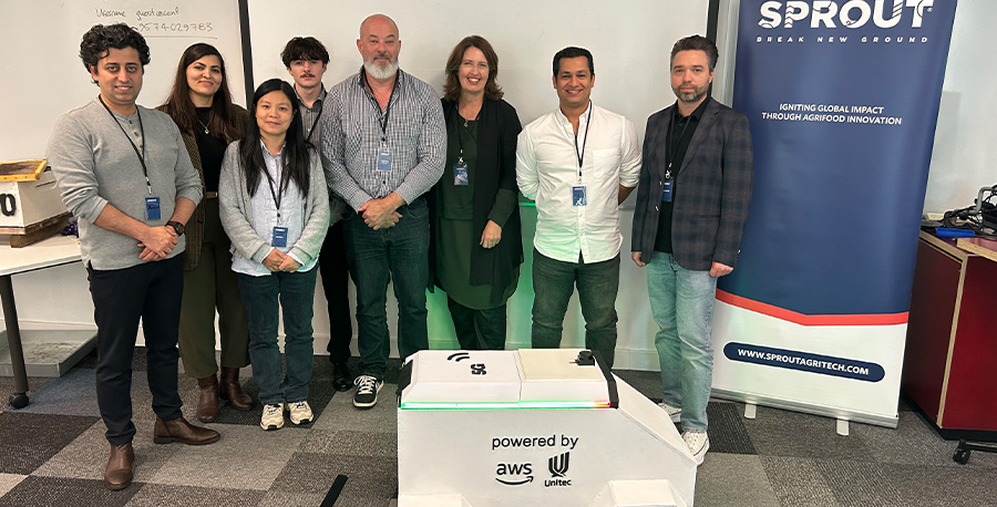 The AIoT Impact Lab team at an Amazon Web Services event.