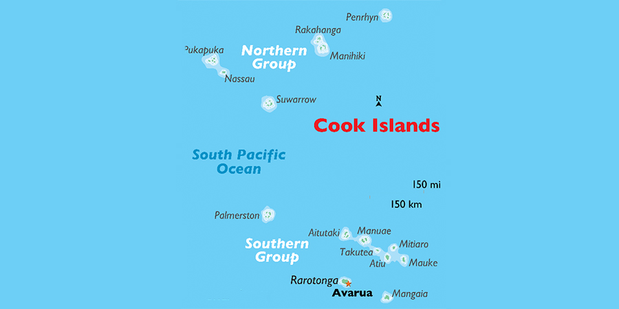 A map of the Cook Islands.