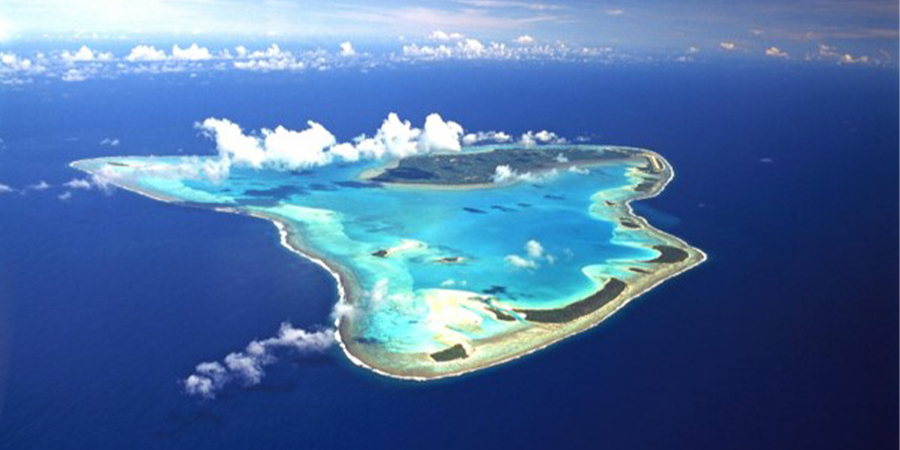 The island of Aitutaki from the air.