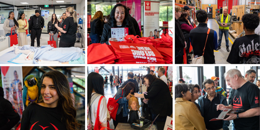 A gallery of photos of people taking part in different activities at Open Day.