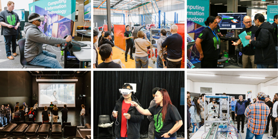 A gallery of photos of people taking part in different activities at Open Day.