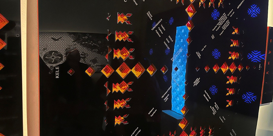 A detail of the artwork Kupesi Talatupu'a 'o Tonga - Cosmogram of Tonga.