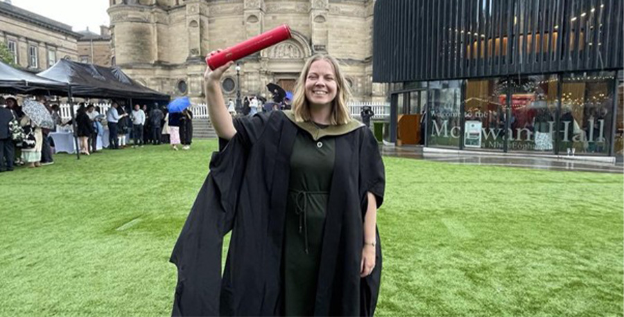 Applied Animal Health lecturer Lauren Prior at her Master of Science in graduation at The University of Edinburgh in 2024.