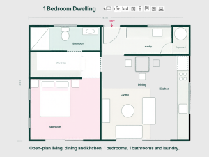 1 bedroom dwelling floor plan