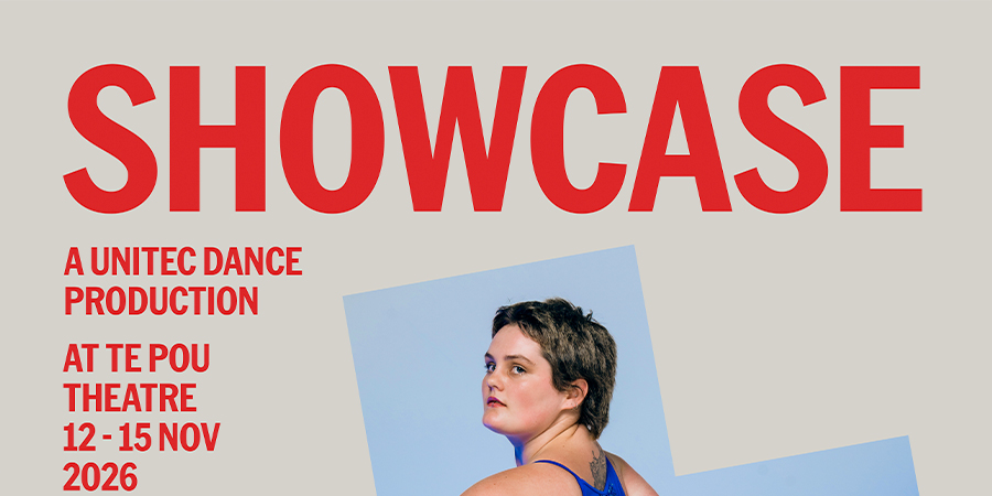 A dancer poses on a poster advertising a dance showcase.