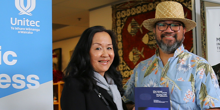 Senior Lecturer Ioane Aleke Fa’avae and Professor Christina Hong pose for the camera.